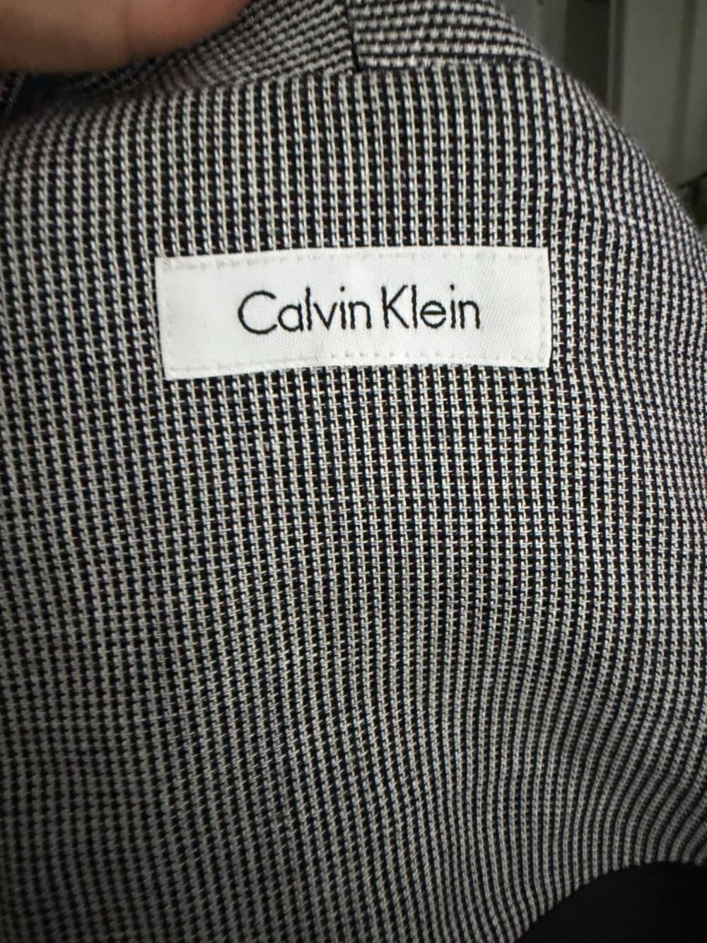 CALVIN KLEIN Gray Black Patterned Blazer Jacket Size 6 - Picture 7 of 7